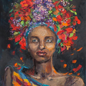 African girl in a red wreath