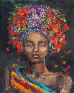 African girl in a red wreath