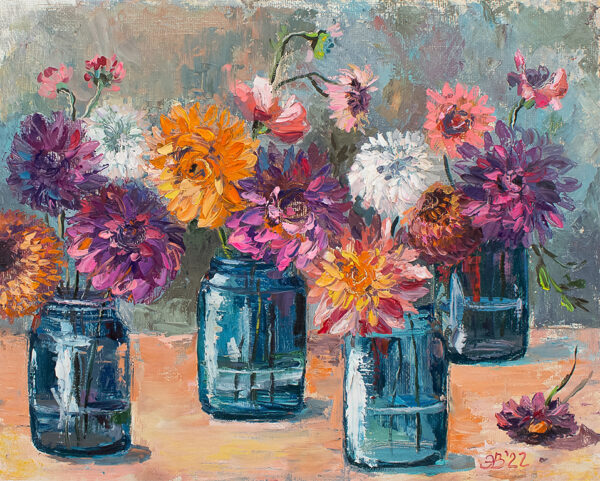 Bouquet of asters painting