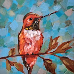 Hummingbird Painting Bird Original Art Animal Oil Painting Small Artwork