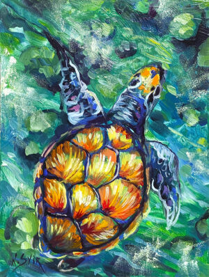 underwater life turtle painting