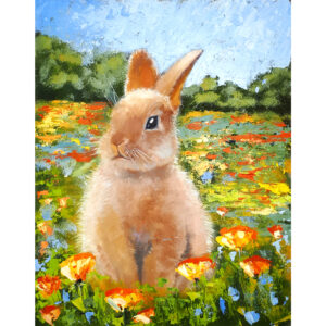 Bunny Painting Animal Original Art Hare Artwork Rabbit Wall Art