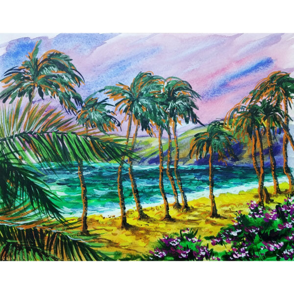sunset palm tree painting