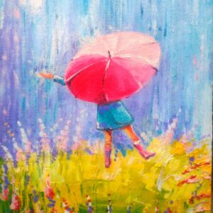 girl with umbrella painting