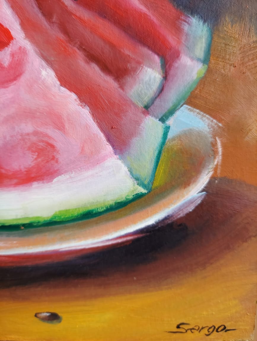 painting watermelon peel