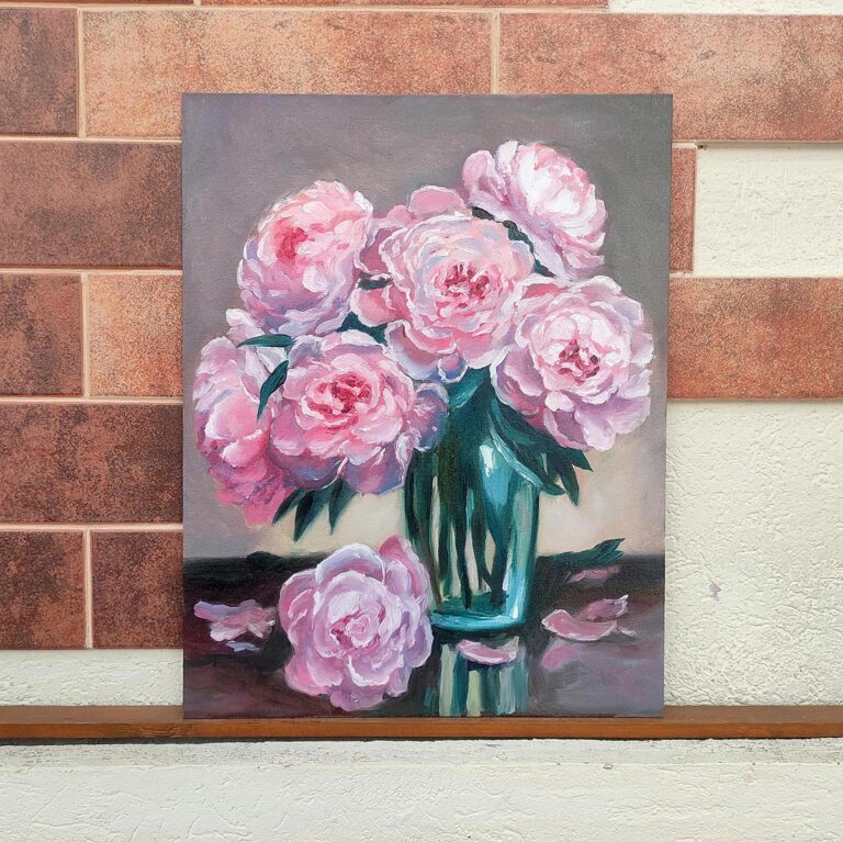 pink flowers painting