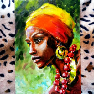 African American Woman Painting Portrait Original Art Black Woman Artwork by ArtOlgaGoncharova