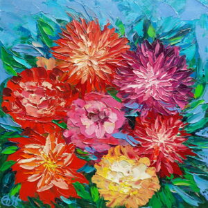Dahlia Painting Flowers Original Art