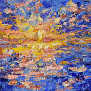 Seascape Painting Sunset Landscape Original Oil Artwork Sea Sky Nature Art Small Plein Air Impressionism