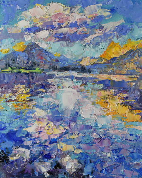 Mountains Painting Landscape Original Art Impressionism Lake Nature