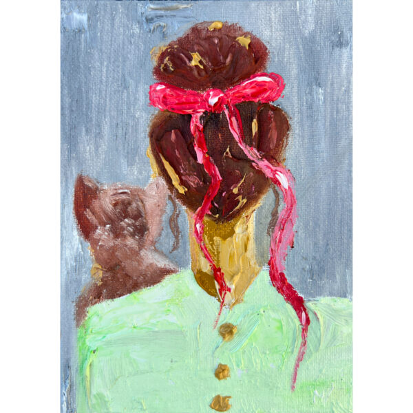 Cat Painting Redhead Girl
