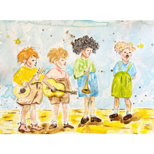 boy's painting in the music class