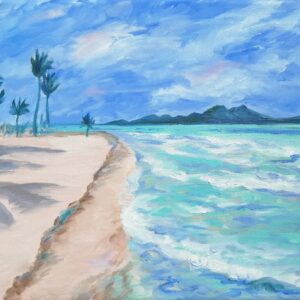 Matira beach, bora bora beach, Seascape,original by Tatiana Gorbacheva art, original artwork, French polynesia, oil Painting, small painting,